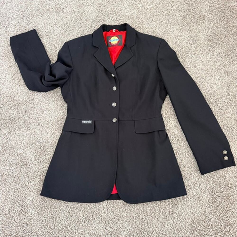Caparello‎ Collection Equestrian Riding Jacket Black Red Lining Pockets Women 38
